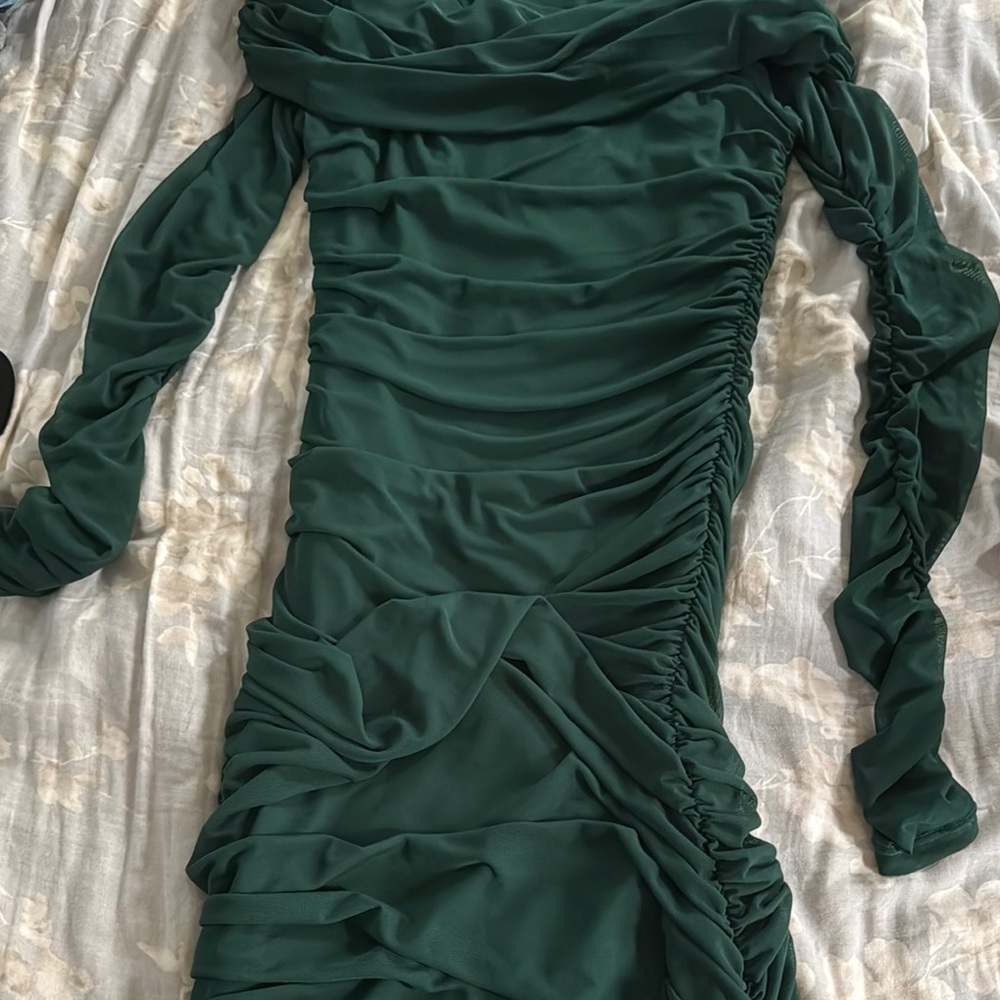 Elegant Green Ruched Dress
